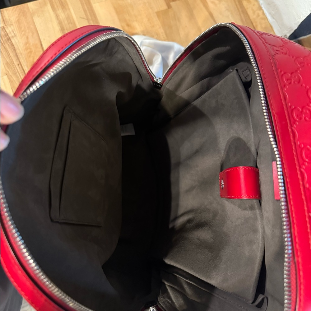 Gucci Red Embossed Backpack - Picture 3 of 5